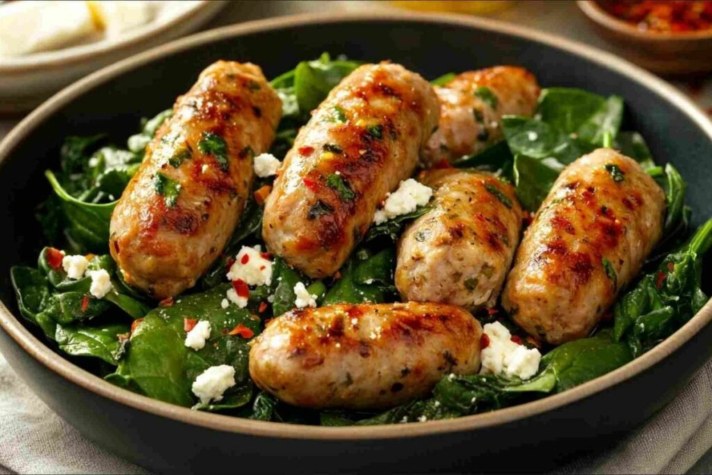 Chicken Sausage with Spinach and Feta