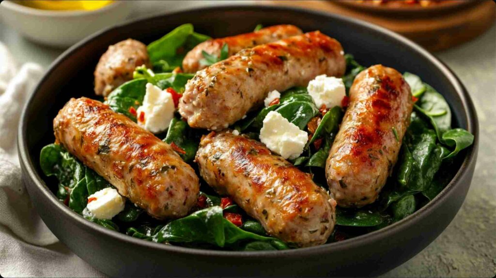 Chicken Sausage with Spinach and Feta