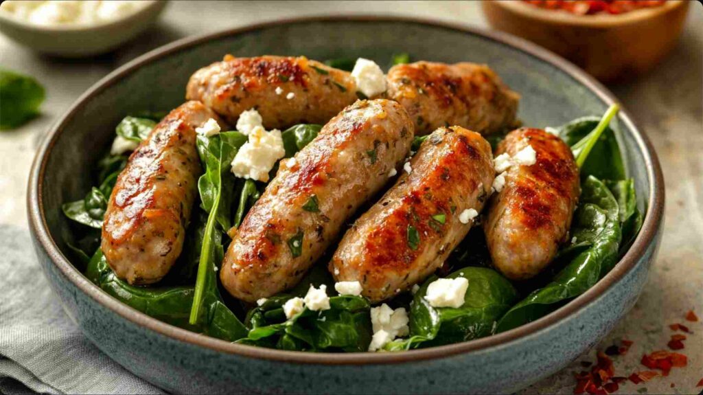 Chicken Sausage with Spinach and Feta